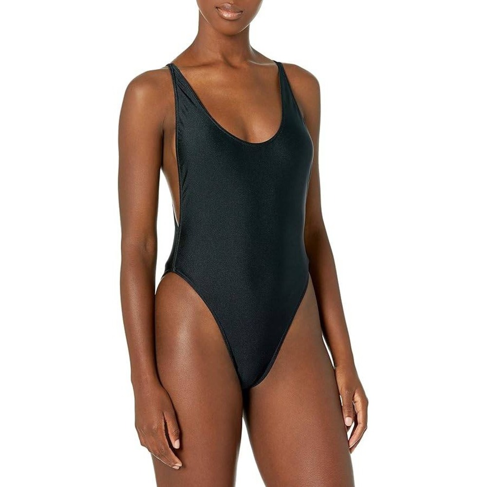 American Apparel Women's Black Nylon Tricot High-Cut One-Piece Swimsuit Size XS